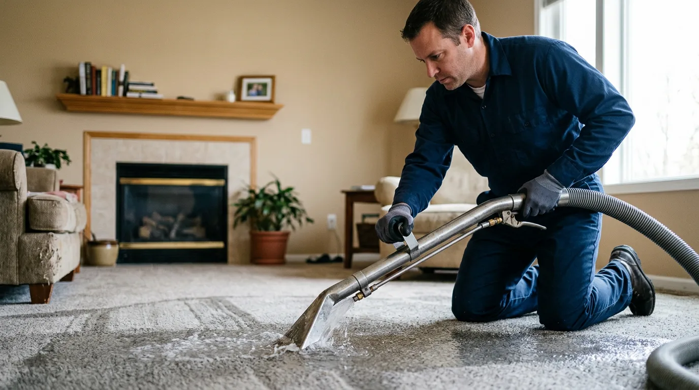 Water damage restoration technician working near Lake City, IA
